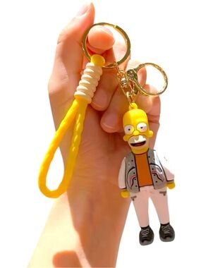 Simpsons Soft Pvc Homer Anime Character Cute Cartoon 3D Keychain Yellow NEW